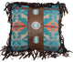 Turquoise Concho Faux Leather Southwestern Pillow