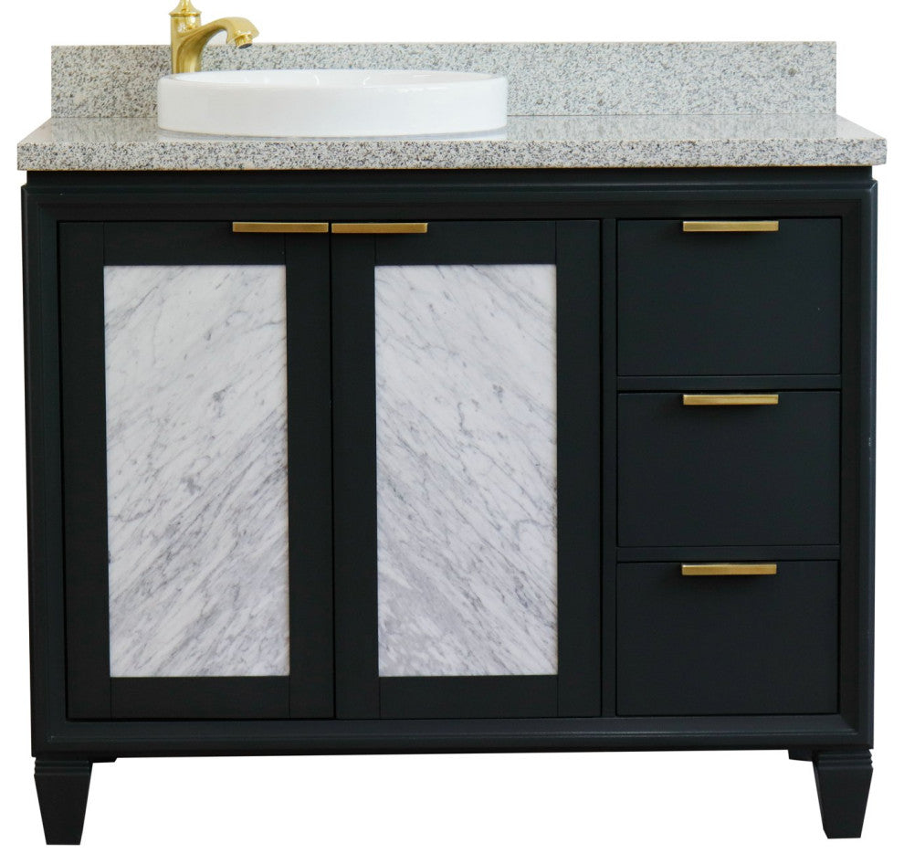 43" Single Vanity, Dark Gray Finish With Gray Granite