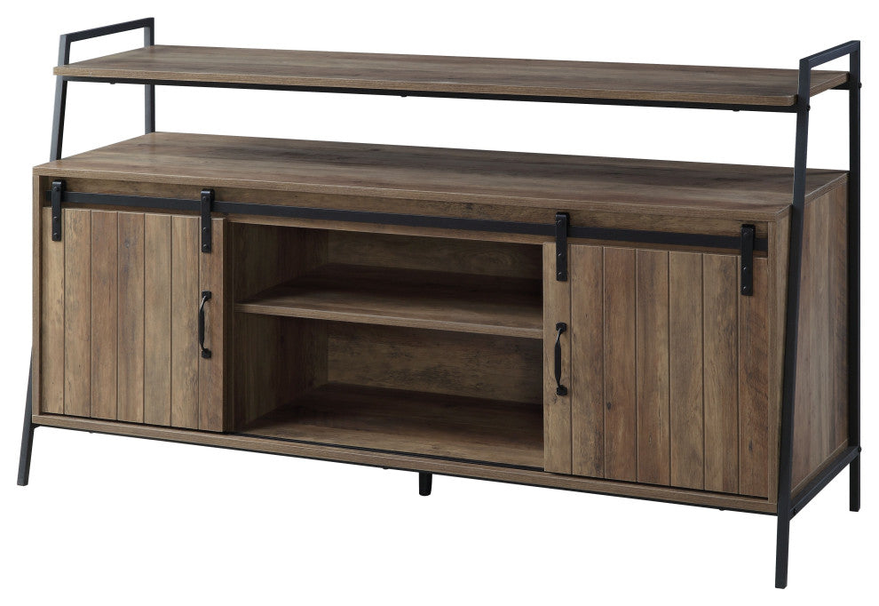 ACME Rashawn TV Stand, Rustic Oak and Black