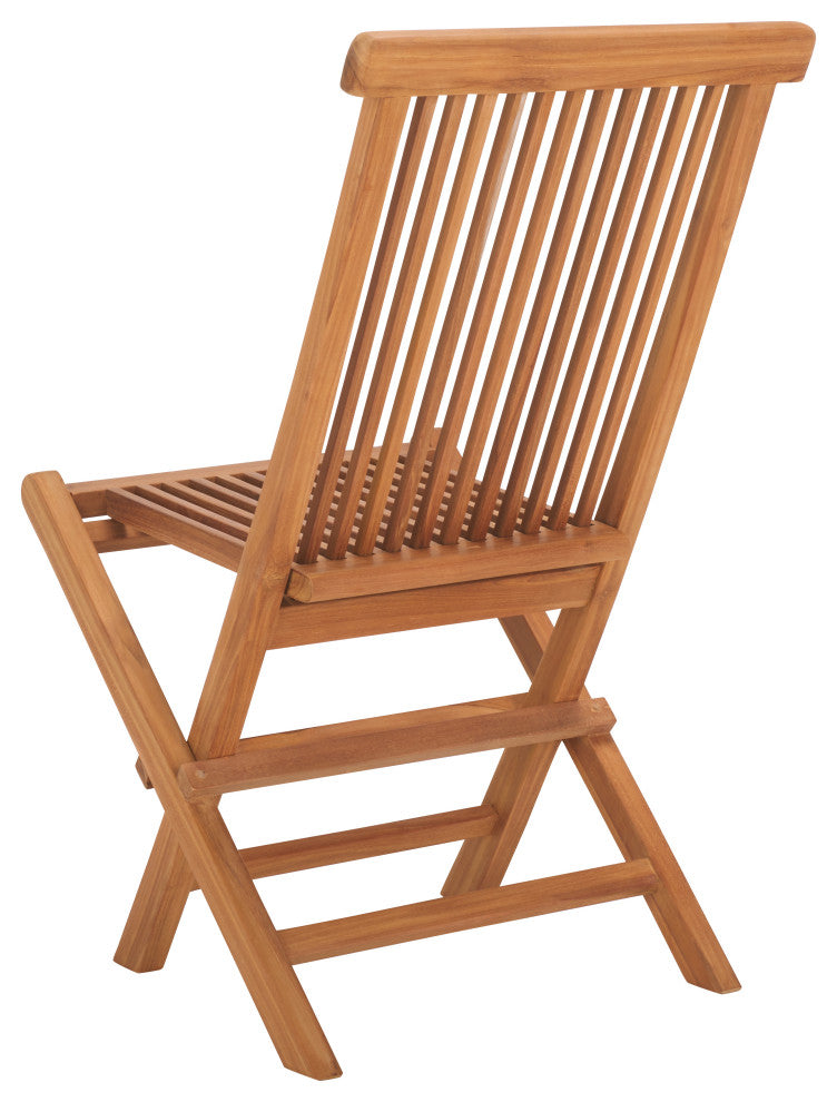 Safavieh Indoor-Outdoor Holly Solid Teak Folding Chair, Set of 2, Natural