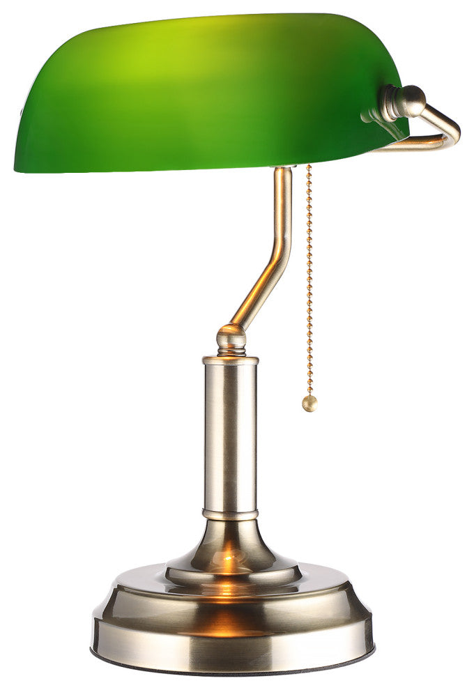 Traditional Antique Style Banker's Lamp, Green