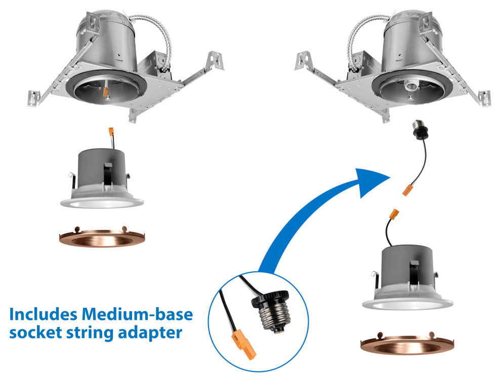 DCR4 LED Recessed Downlight Retrofit Light Fixture, Aged Copper, Smooth, 3000k