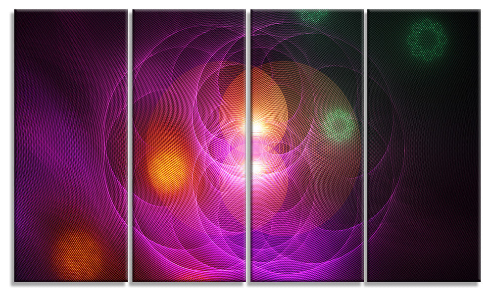 Merge Colored Spheres., Contemporary Canvas Art Print, 48"x28", 4 Panels
