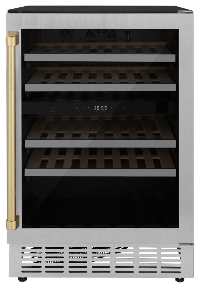 ZLINE 24, Wine Cooler, Stainless Steel With Champagne Bronze, RWVZ-UD-24-CB
