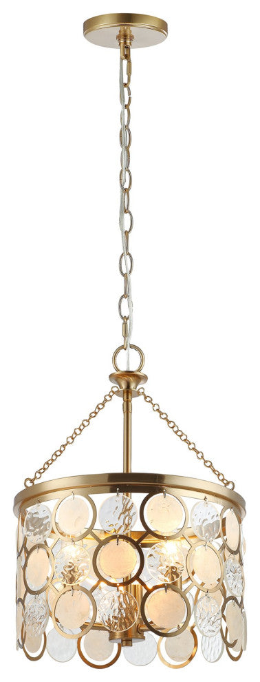 Kira Home Estelle 18" Chic Crystal Pendant Chandelier, Wavy Glass, Capiz Shell