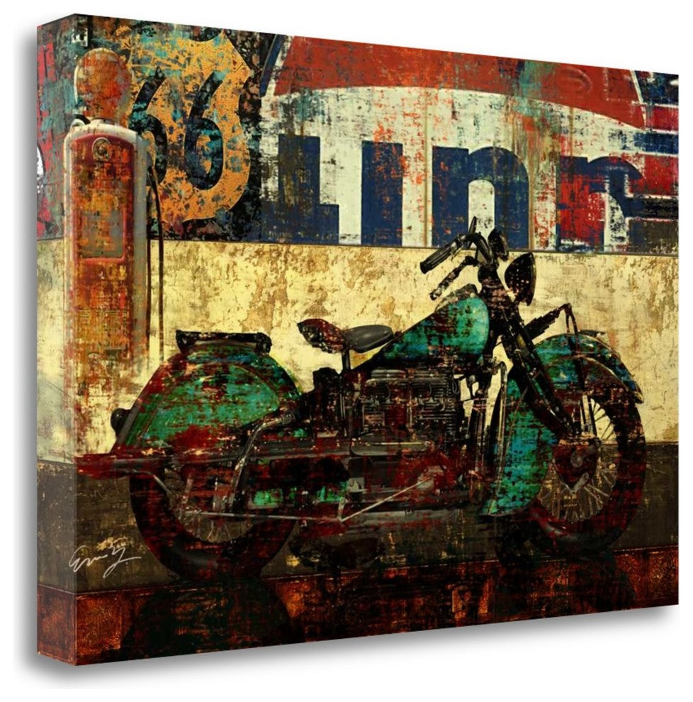 "Bike Route 66 I" By Eric Yang,Ready to Hang Giclee Print on Gallery Wrap Canvas