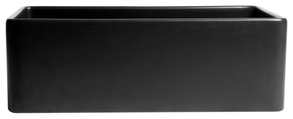 Smooth Apron Fireclay Farm Sink, Black Matte, 30"x18", Single Bowl
