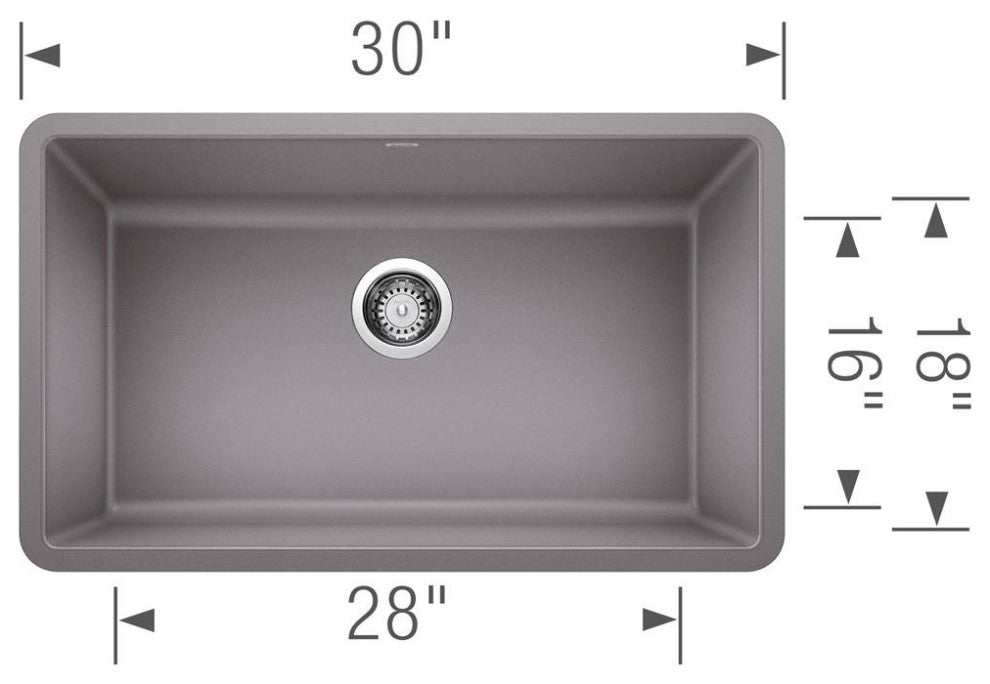Blanco Precis 30" Single Bowl Silgranit Sink, Metallic Gray, Modern