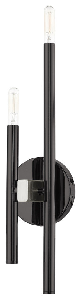Black Chrome Mid Century Modern, Urban, Scandinavian, Minimal Double Sconce