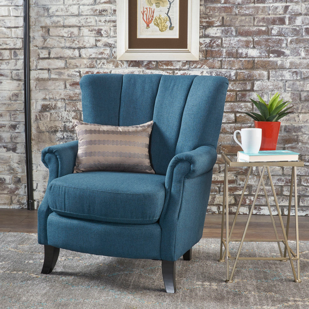 GDF Studio Ezra Classic Fabric Club Chair, Navy Blue