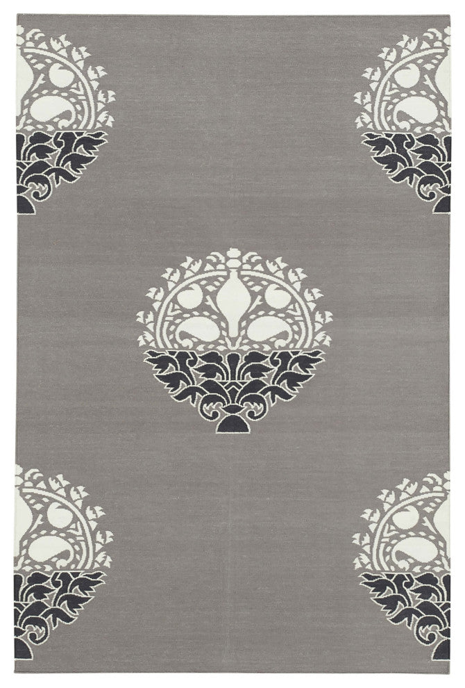Rug N Carpet - Handmade Wool 3' 7'' x 5' 5'' Modern Design Dhurrie Kilim Rug