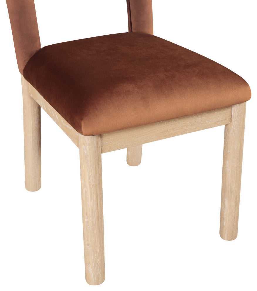 Conrad Upholstered Dining Chair, Cognac, Velvet, Natural Finish