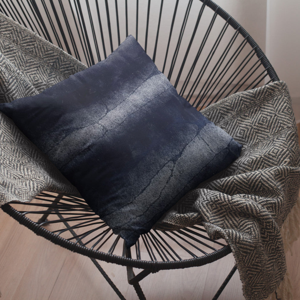 Plutus Blue Ink Furever Faux Fur Luxury Throw Pillow, Blue Ink, 20" x 20"
