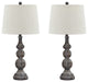 Benzara BM230958 Table Lamp With Turned Base, Set of 2, Brown and Off White