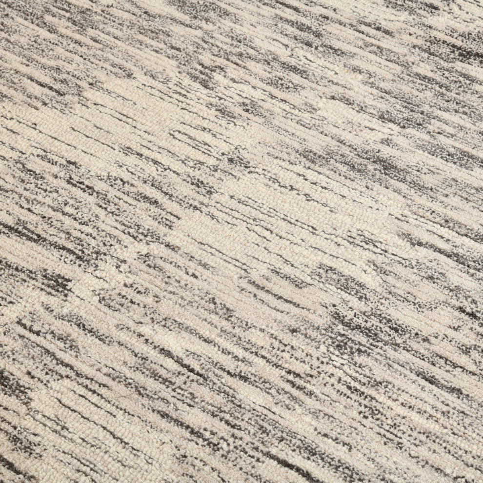 Mexico Abstract Ivory Charcoal Hand-Hooked Area Rug 8' x 10'