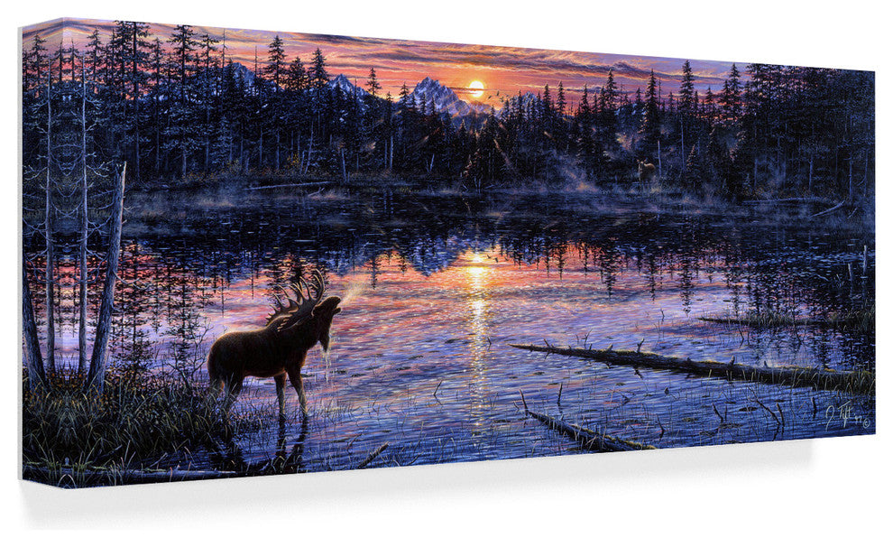 Jeff Tift 'Moose Lake' Canvas Art, 19"x8"