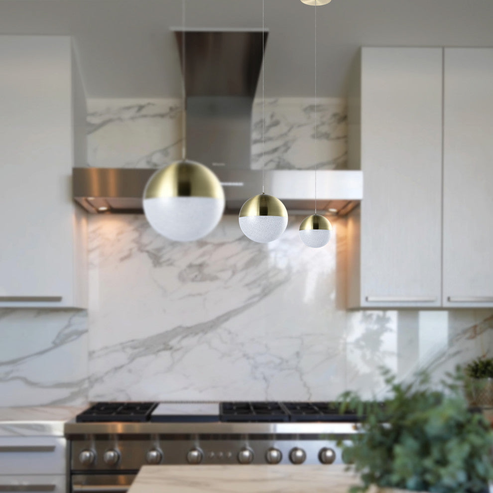 Ravello 5" ETL Certified Integrated LED Pendant Light with Globe Shade, Brass