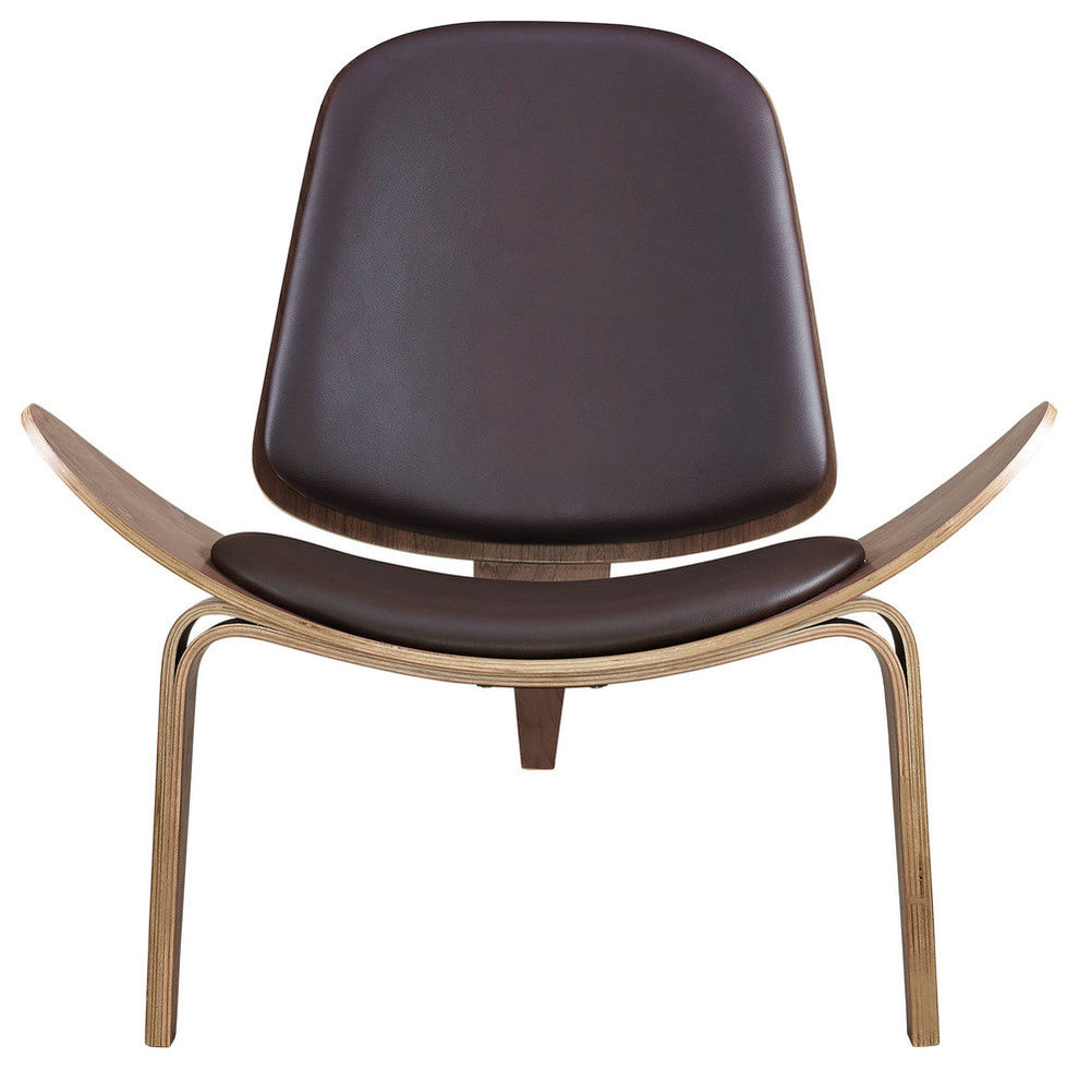 Modern Contemporary Living Room Lounge Chair Walnut Brown