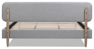 Diego Low Upholstered Platform Bed, Light Gray Polyester, King