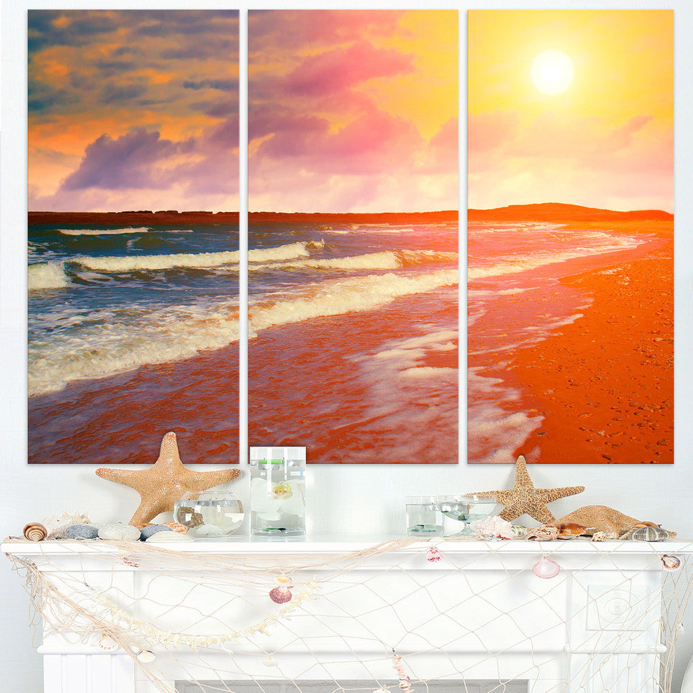 "Desert Beach at Sunset" Beach Metal Wall Art, 3 Panels, 36"x28"