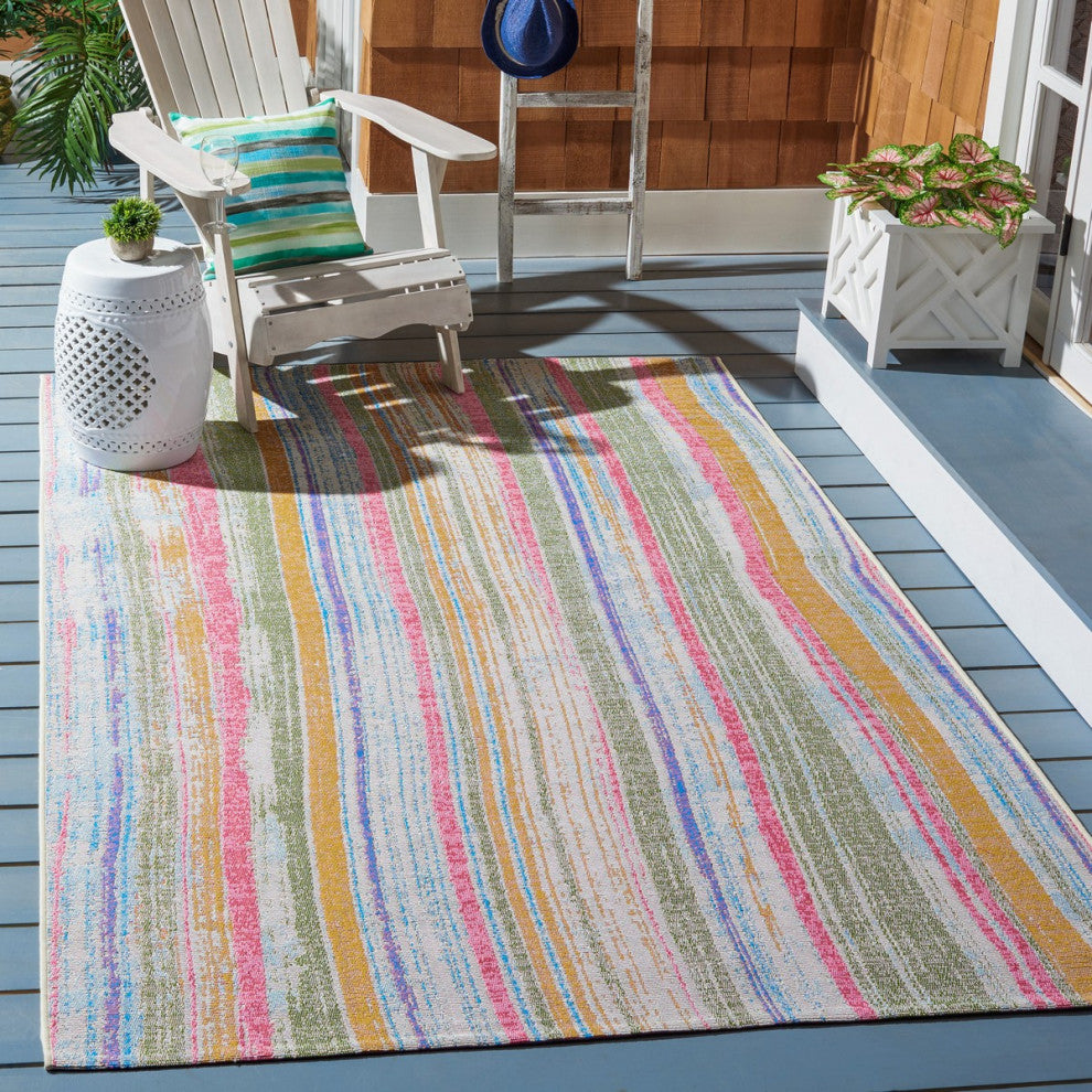 Safavieh Summer SMR496 Indoor-Outdoor Rug, Ivory/Green, 5'3"x7'6"