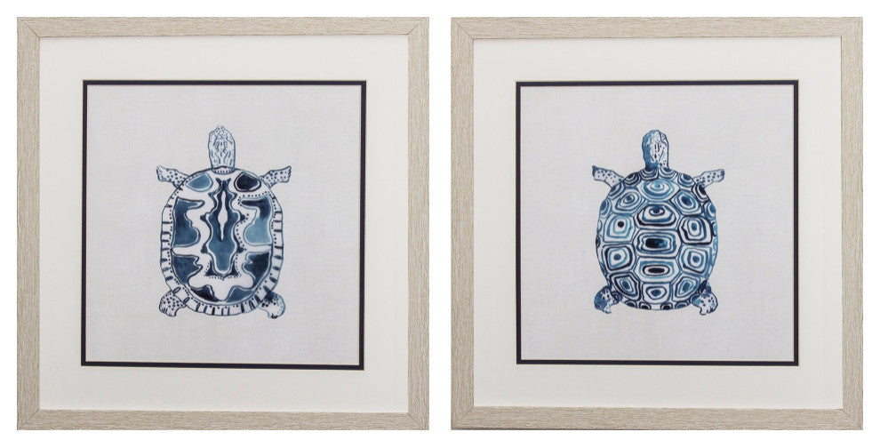 Indigo Turtles Wall Art, 2-Piece Set