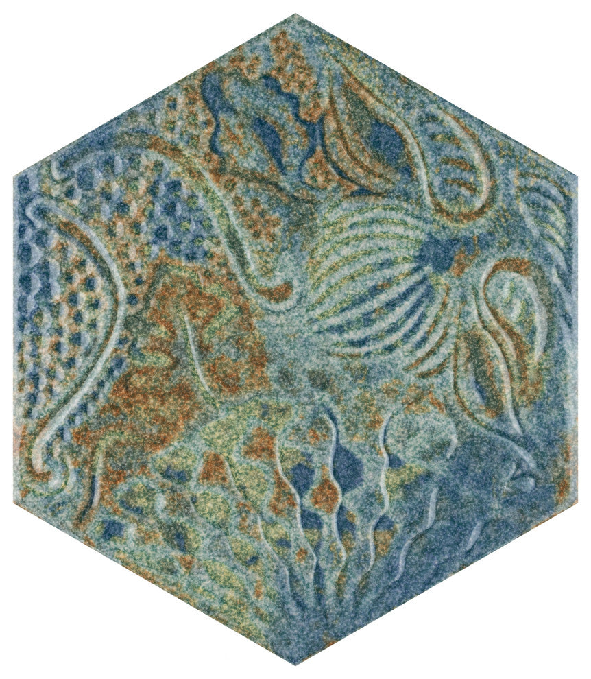 Gaudi React Hex Ocean Porcelain Floor and Wall Tile