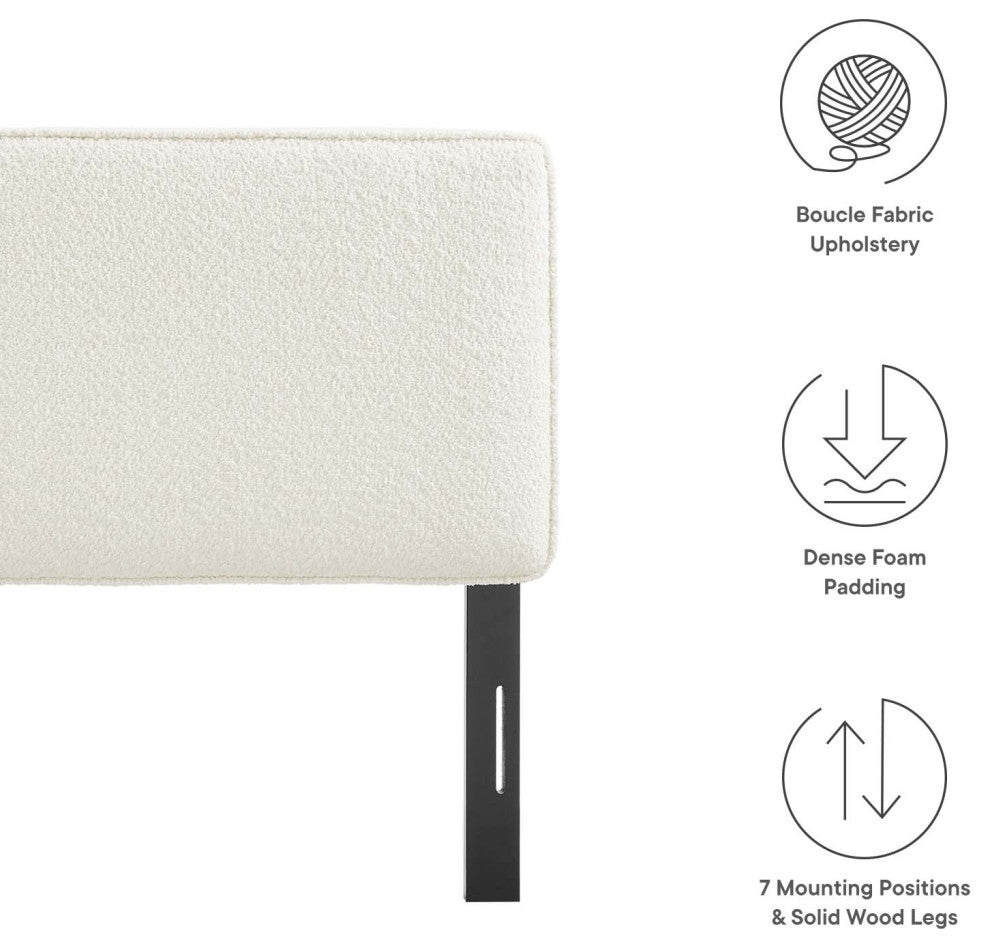 Lindee Boucle Fabric King Headboard, Cream