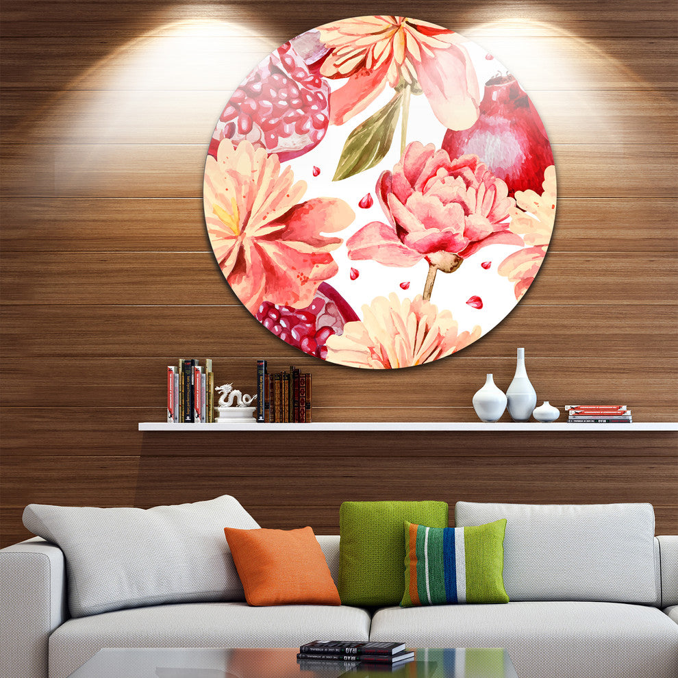 Flowers Beyond The Edges, Floral Round Wall Art, 11"