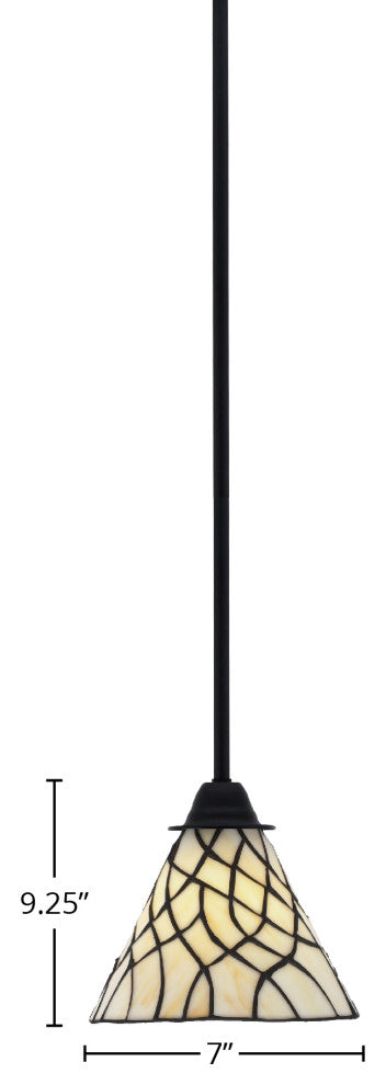 Paramount Mini Pendant, Matte Black, 7" Sandhill Art Glass
