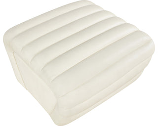 Vega Upholstered Ottoman, Cream, Vegan Leather