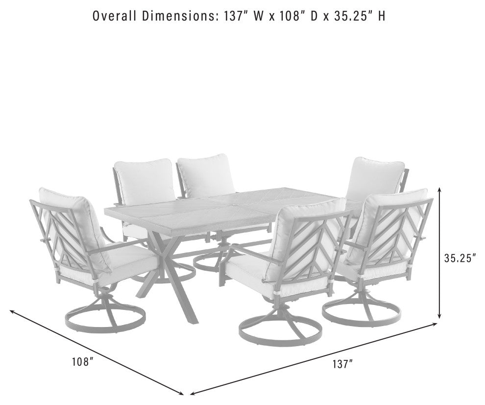 Otto 7Pc Outdoor Dining Set Table, 6 Swivel Chairs