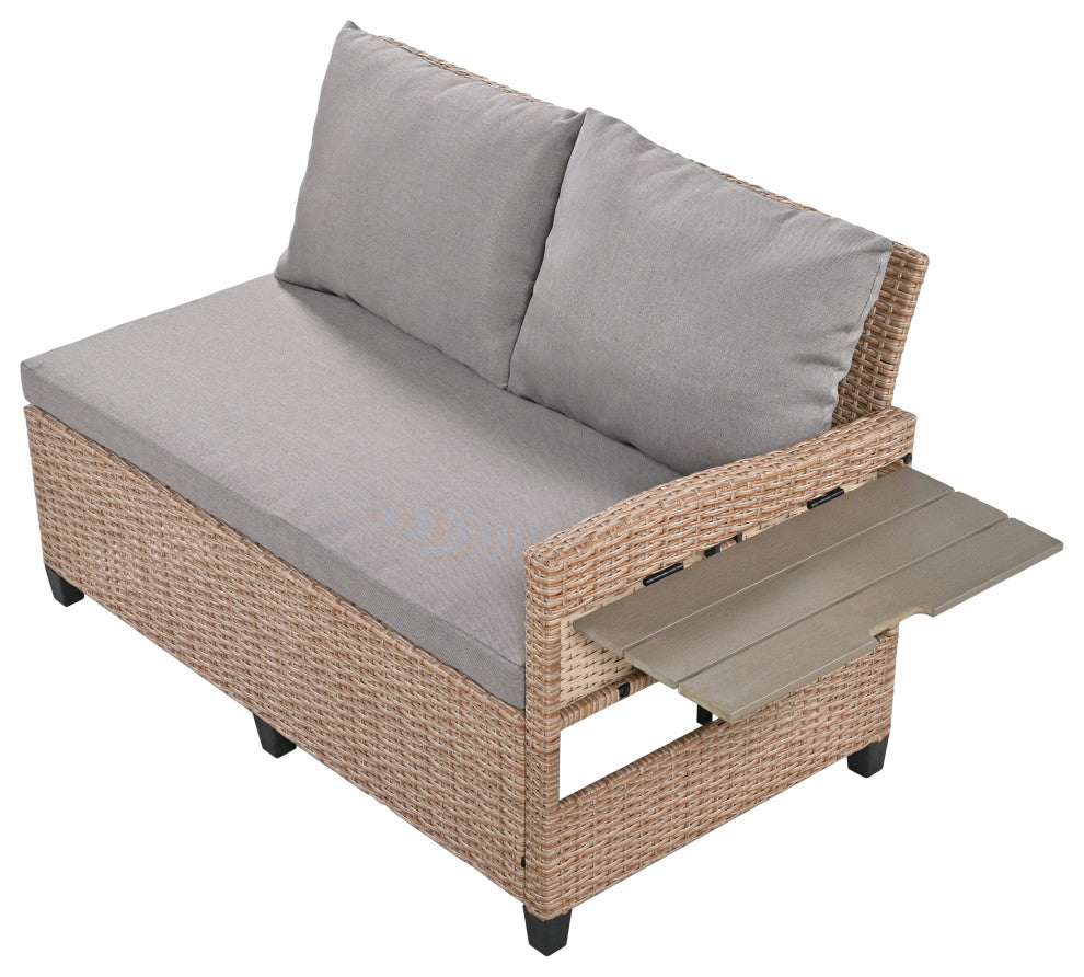 5-Piece Outdoor Wicker Patio Sofa Set, Brown