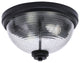 12" 2-Light Flush Mount Light, Matte Black, Smoke Ribbed Glass