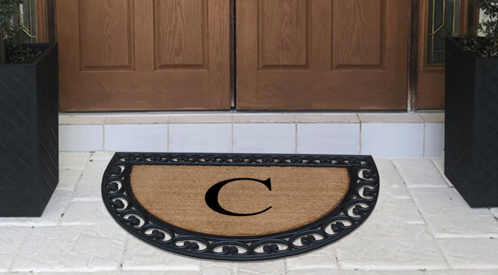 A1HC Half Round 30"x48" Double Door Monogrammed Doormat, C