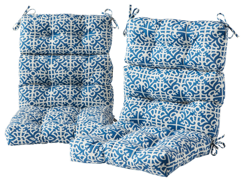 Outdoor High Back Chair Cushion, Set of 2, Indigo
