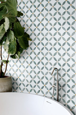 10 Pieces - Waterjet Marble and Metal Wall Mosaic Tile