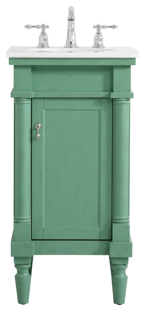 18.5" Single Bathroom Vanity, Vintage Mint With Ivory White Engineered Marble
