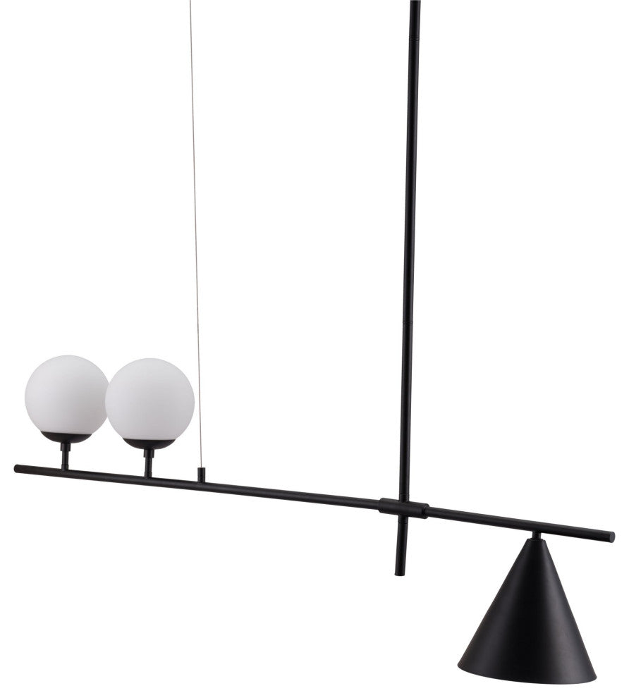Pendant Ceiling Light Fixture, Glass, Steel Metal, Black, Kitchen LoungeLobby