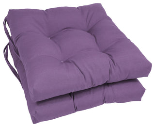 16" Solid Twill Square Tufted Chair Cushions, Set of 2, Grape