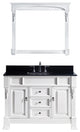 Virtu Huntshire 48" Single Bathroom Vanity, White, Black Granite Top, Mirror
