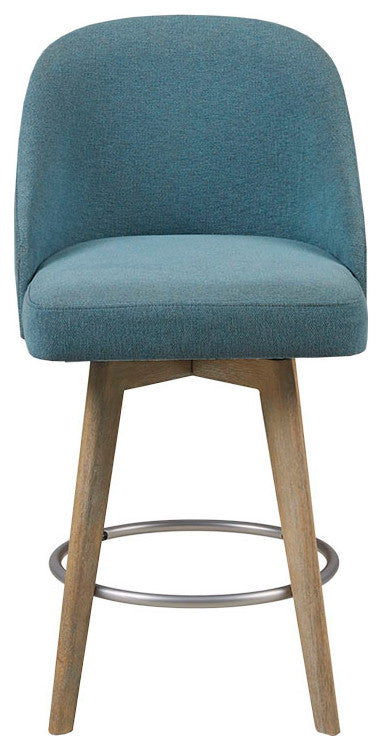 Madison Park Pearce Swivel Upholstered Counter Stool, Teal, 30" Bar Stool