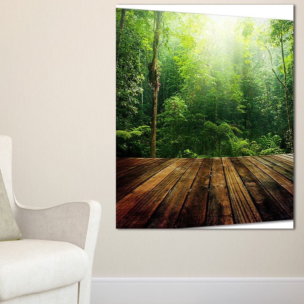 "Green Forest With Ray of Light" Landscape Photo Wall Art, 16"x32"