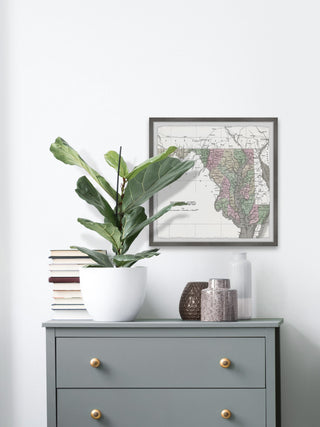 "Maryland Colored Map" Framed Painting Print, 32x32