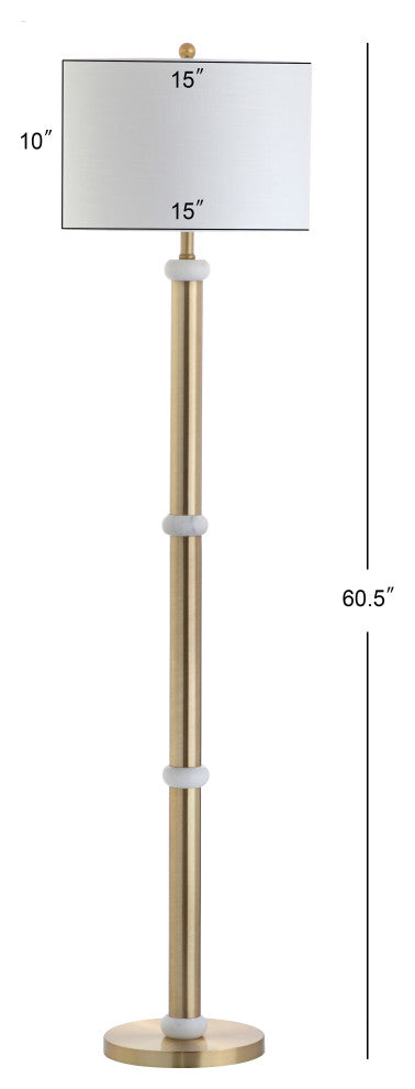 Gregory Metal, Marble LED Floor Lamp, Brass Gold, White, 60.5"