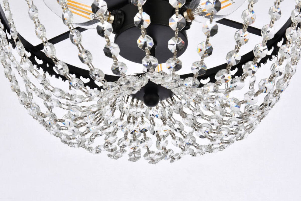 3 Light 12" Black Crystal Flush Mount