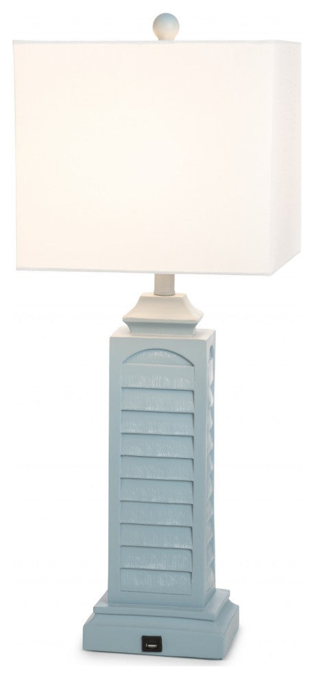 Set of 2 Light Blue Louver Base Table Lamps With USB