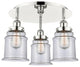 Canton-3 Light 18" Flush Mount-Polished Nickel, Clear Glass Shade