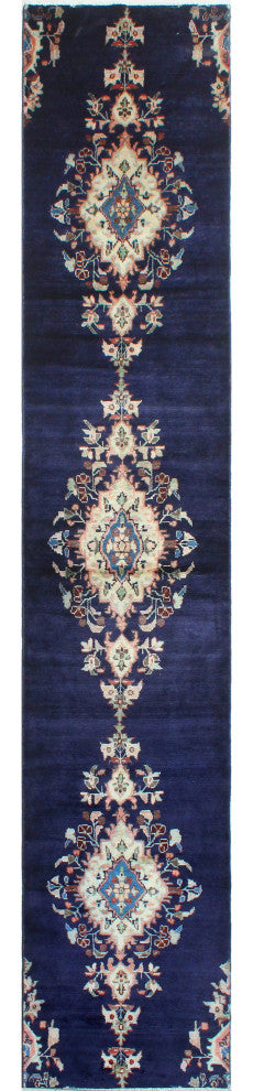 Fine Vintage Distressed Jaden Navy/Ivory Runner, 2'3 x 13'3