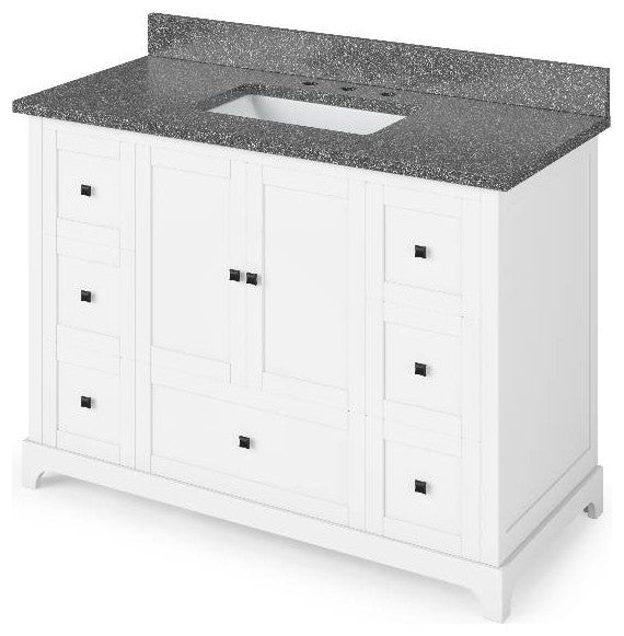 Addington Modern 48" White Vanity, Boulder Cultured Marble Vanity Top